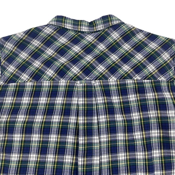 J. Crew Classic Long Sleeve Button Down Navy Green Plaid 8 - Picture 4 of 7